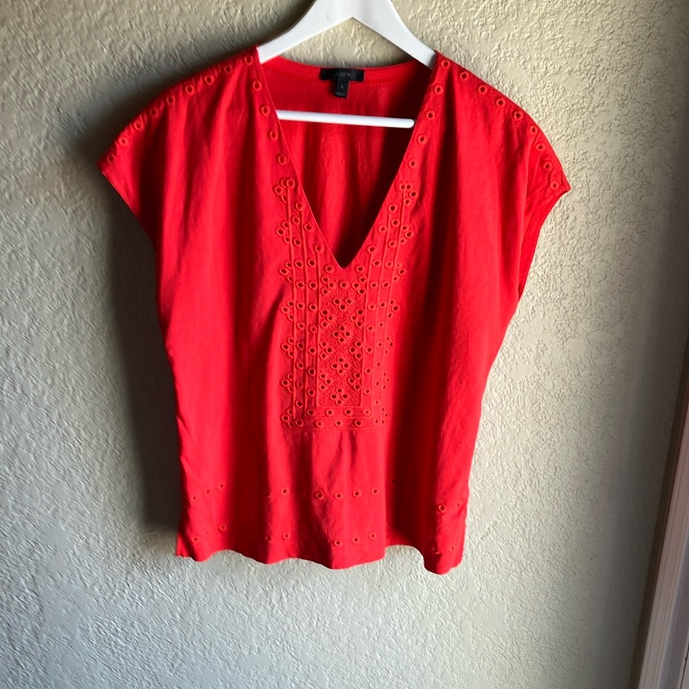 J Crew flame v neck top